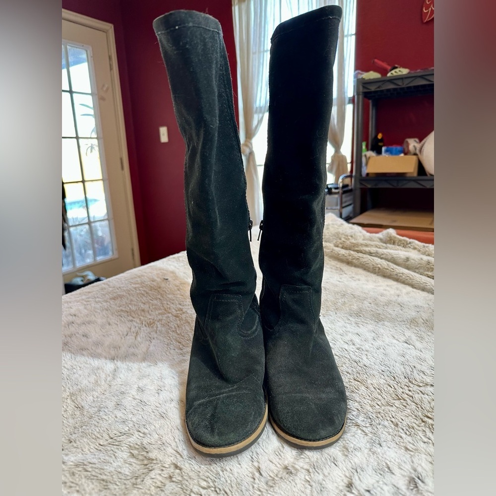 Franco Sarto A-Track Knee High Black Suede Boots Women’s 7M Vibram - Picture 3 of 15